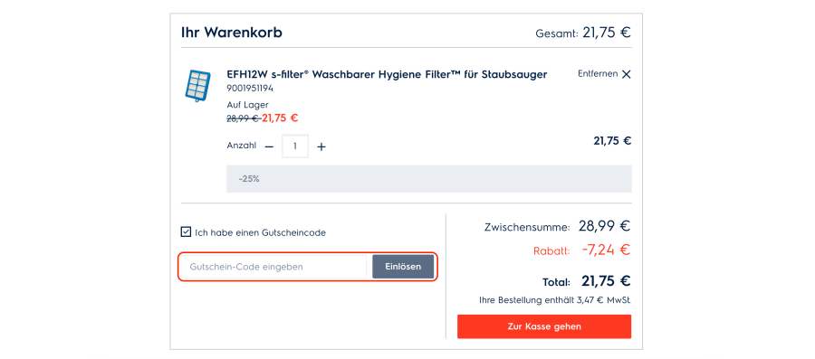 Box für Electrolux rabattcode